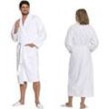 Unisex Bademantel 100% Baumwolle Schalkragen S weiß