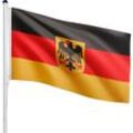 FLAGMASTER® Fahnenmast - mit Fahne, Deutschland, mit Wappen, 6m, Stabil, Aluminium, Höhenverstellbar, Bodenhülse - Teleskop Flaggenmast, Mast für