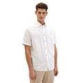 TOM TAILOR Kurzarmhemd Kurzarm Hemd mit Leinen Regular Freizeit Kent Kragen Design Shirt 7362 in Weiß