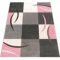 Teppich PACO HOME "Lara 235" Teppiche Gr. B/L: 200 cm x 290 cm, 16 mm, 1 St., pink Esszimmerteppiche Kurzflor, modernes Design, Pastell-Farben, mit Konturenschnitt