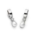 Paar Creolen AMOR "2017288" Ohrringe Gr. Silber 925 (Sterlingsilber)-Perlen, bunt (silberfarben, weiß, weiß) Damen Creolen mit Kristall - Süßwasserzuchtperle