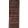 Teppich CARPETFINE "Ava Viskoseteppich" Teppiche Gr. B/L: 80 cm x 300 cm, 13 mm, 1 St., braun (dunkelbraun) Esszimmerteppiche Seidenoptik, leichter Glanz, auch als Läufer erhältlich
