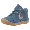 Lauflernschuh PEPINO BY RICOSTA "MECKI WMS: mittel" Gr. 18, blau (jeansblau, schiff) Kinder Schuhe Babyschuh, Schnürschuh, Sneaker mit Lederinnenausstattung