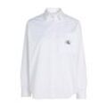 Hemdbluse CALVIN KLEIN JEANS "WOVEN LABEL RELAXED SHIRT" Gr. XXL (44), weiß (bright white) Damen Blusen langarm mit Logomarkenlabel