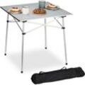 Klapptisch, klappbarer Camping Tisch, hbt: 70 x 70 x 70 cm, Aluminium, faltbarer Multifunktionstisch, silber - Relaxdays