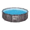 Bestway® Steel Pro MAX™ Frame Pool-Set mit Filterpumpe, Holz-Optik (Mooreiche), rund Ø 366 x 100 cm