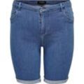 ONLY CARMAKOMA Jeans-Shorts, Umschlagsäume, für Damen, blau, 44