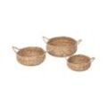 Macosa Home Dekokorb Strohkörbe 3er Set Braun Natur rund mit Griff Korbset Stroh (verschiedene Größen