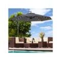 Luxus Sonnenschirm mit LED Beleuchtung Ampelschirm 300cm Solar Garten Schirm Pavillon in Anthrazit