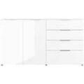 Sideboard, mit 4 Schubladen und 2 Türen, Glasfront- und auflage, B 1840 x T 420 x H 1020 mm, weiß