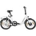 Zündapp E-Bike Faltrad ZXT20 20 Zoll RH 36cm 3-Gang 230 Wh weiß