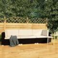 3-tlg. Garten-Sofagarnitur Gartenmöbel-Set Sitzgruppe Garten-Lounge-Set mit Auflagen Poly Rattan Schwarz FRJR342252 Maisonchic