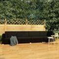 4-tlg. Garten-Sofagarnitur Gartenmöbel-Set Sitzgruppe Garten-Lounge-Set mit Auflagen Poly Rattan Schwarz FRJR211505 Maisonchic