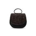 Schultertasche GRETCHEN "Ebony Loop Bag Two" Gr. B/H/T: 9 cm x 24 cm x 27 cm, schwarz (schwarz, meliert) Damen Taschen Handtaschen aus italienischem Kalbsleder