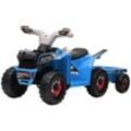 HOMCOM Kinderquad Kinder Elektro-Quad, 6V Elektroauto mit Anhänger Metall Blau