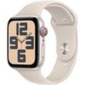 Smartwatch APPLE "Watch SE GPS Aluminium 44 mm + Cellular M/L" Smartwatches beige (polarstern) Fitness-Tracker Sport Band