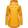 Regenjacke NAVAHOO "Oceans Heart" Gr. S (36), gelb Damen Jacken Lange stylischer wasserdichter Regenmantel mit Kapuze