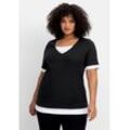 Sheego 2-in-1-Shirt Große Größen in 2-in-1-Optik, mit V-Ausschnitt, schwarz