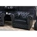 Design Sessel CHESTERFIELD 110cm matt schwarz Knopfheftung Federkern