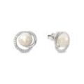 Paar Ohrstecker JOOP "2023379" Ohrringe Gr. Silber 925 (Sterlingsilber)-Perlen, bunt (silberfarben, weiß, kristallweiß) Damen Ohrstecker mit Zirkonia (synth.) - Süßwasserzuchtperle