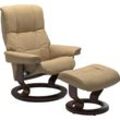 Relaxsessel STRESSLESS "Mayfair" Sessel Gr. Leder PALOMA, Classic Base Braun, Relaxfunktion-Drehfunktion-Plus™System-Gleitsystem, B/H/T: 88 cm x 102 cm x 77 cm, beige (sand paloma) Lesesessel und Relaxsessel mit Classic Base, Gestell Braun