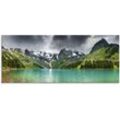 Glasbild ARTLAND "Bergsee" Bilder Gr. B/H: 125 cm x 50 cm, Berge, 1 St., grün Glasbilder in verschiedenen Größen
