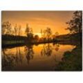 Leinwandbild ARTLAND "goldener Morgen" Bilder Gr. B/H: 120 cm x 90 cm, Sonnenaufgang & -untergang, 1 St., goldfarben Leinwandbilder auf Keilrahmen gespannt