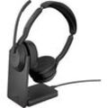 Headset Jabra Evolve2 55 link380c Stereo, mit Ladestation, Reichweite bis 30 m, bis 10 h, MS-Teams optimiert, schwarz