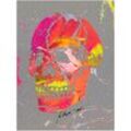 Wandbild ARTLAND "Totenkopf 2" Bilder Gr. B/H: 60 cm x 80 cm, Alu-Dibond-Druck Körper Hochformat, 1 St., orange Kunstdrucke als Alubild, Outdoorbild, Wandaufkleber in verschied. Größen