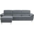 Ecksofa CALIZZA INTERIORS "Onyx L-Form" Sofas Gr. B/H/T: 270 cm x 90 cm x 158 cm, Samtoptik, Recamiere links, ohne Bettfunktion ohne Bettkasten, grau (1032 grey) Ecksofas Recamiere links oder rechts, wahlweise mit Bettfunktion, Breite 270 cm