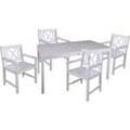 Garten-Essgruppe GARDEN PLEASURE "Tischgruppe »MALMÖ«" Sitzmöbel-Sets white washed, washed Outdoor Möbel 4 Stühle, Tisch LxB: 165x80 cm