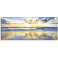 Glasbild ARTLAND "Sonnenaufgang über dem Ozean" Bilder Gr. B/H: 125 cm x 50 cm, Himmel, 1 St., blau Glasbilder in verschiedenen Größen