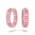 Paar Creolen SWAROVSKI "Matrix, Baguette-Schliff, 5657726" Ohrringe Gr. Metall, rosegold (roségoldfarben, pink, pink) Damen Creolen mit Swarovski Kristall