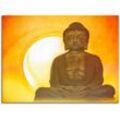 Wandbild ARTLAND "Buddha 2" Bilder Gr. B/H: 80 cm x 60 cm, Leinwandbild Religion Querformat, 1 St., orange Kunstdrucke als Leinwandbild, Poster, Wandaufkleber in verschied. Größen