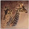 Wandbild ARTLAND "Giraffen Porträt" Bilder Gr. B/H: 100 cm x 100 cm, Leinwandbild Wildtiere, 1 St., braun Kunstdrucke als Alubild, Outdoorbild, Leinwandbild in verschied. Größen