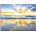 Glasbild ARTLAND "Sonnenaufgang über dem Ozean" Bilder Gr. B/H: 80 cm x 60 cm, Himmel, 1 St., blau Glasbilder in verschiedenen Größen