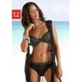 Bügel-Bikini LASCANA Gr. 38, Cup G, beige (schwarz, creme) Damen Bikini-Sets Ocean Blue mit Raffung an der Brust und Seite