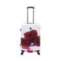 Koffer SAXOLINE "Roses" Gr. B/H/T: 44.00 cm x 67.00 cm x 24.00 cm, rot (weiß, rot) Koffer Trolleys mit praktischen Tragegriffen