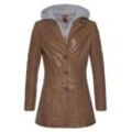 Lederjacke GIPSY "CLEEO" Gr. 36/S, braun (cognac) Damen Jacken Lederjacken stylischer hochwertiger Longblazer im Two-in-One-Look