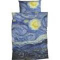 Bettwäsche GOEBEL "Starry Night" Gr. B/L: 155 cm x 220 cm (1 St.), B/L: 80 cm x 80 cm (1 St.), Satin, blau (moonlight blau) Satin-Bettwäsche geniales Design von Vincent van Gogh
