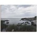 Wandbild ARTLAND "Einsame Bucht am Meer" Bilder Gr. B/H: 80 cm x 60 cm, Leinwandbild Gewässer, 1 St., grau Kunstdrucke als Leinwandbild, Wandaufkleber in verschied. Größen