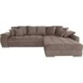 Ecksofa INOSIGN "Gwenni L-Form" Sofas Gr. B/H/T: 323 cm x 94 cm x 222 cm, Samtoptik, grau (taupe) Ecksofas auch in Aqua Clean Supreme erhältlich; bis zu 140 kg pro Sitzfläche