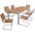Garten-Essgruppe GARDEN PLEASURE "Tischgruppe »DALLAS/DENVER Set 05«" Sitzmöbel-Sets natur, blank Outdoor Möbel 4 Stühle (stapelbar), Tisch LxB: 200x90 cm
