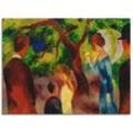 Leinwandbild ARTLAND "Große Promenade: Leute im Garten" Bilder Gr. B/H: 80 cm x 60 cm, Gruppen & Familien Querformat, 1 St., bunt Leinwandbilder auf Keilrahmen gespannt