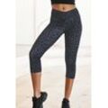 Caprileggings LASCANA ACTIVE Gr. 44/46, N-Gr, schwarz (leo, anthrazit) Damen Hosen Caprihosen mit allover Druck