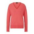 Strickpullover BOSS ORANGE "C_Freno Premium Damenmode" Gr. L (40), pink (bright pink) Damen Pullover V-Pullover mit Ziernaht