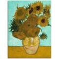 Wandbild ARTLAND "Vase mit Sonnenblumen. 1888" Bilder Gr. B/H: 60 cm x 80 cm, Leinwandbild Blumen, 1 St., gelb Kunstdrucke als Leinwandbild, Poster, Wandaufkleber in verschied. Größen