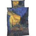 Bettwäsche GOEBEL "Nachtcafe" Gr. B/L: 135 cm x 200 cm (1 St.), B/L: 80 cm x 80 cm (1 St.), Satin, blau Satin-Bettwäsche außergewöhnlich