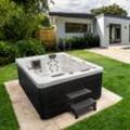 Home Deluxe Outdoor Whirlpool WHITE MARBLE - Mit Treppe und Thermoabdeckung