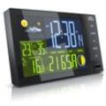 BEARWARE Funkwetterstation Innen und Außen mit Außensensor - DCF Signal Funkuhr - Farbdisplay - Thermometer - Hygrometer